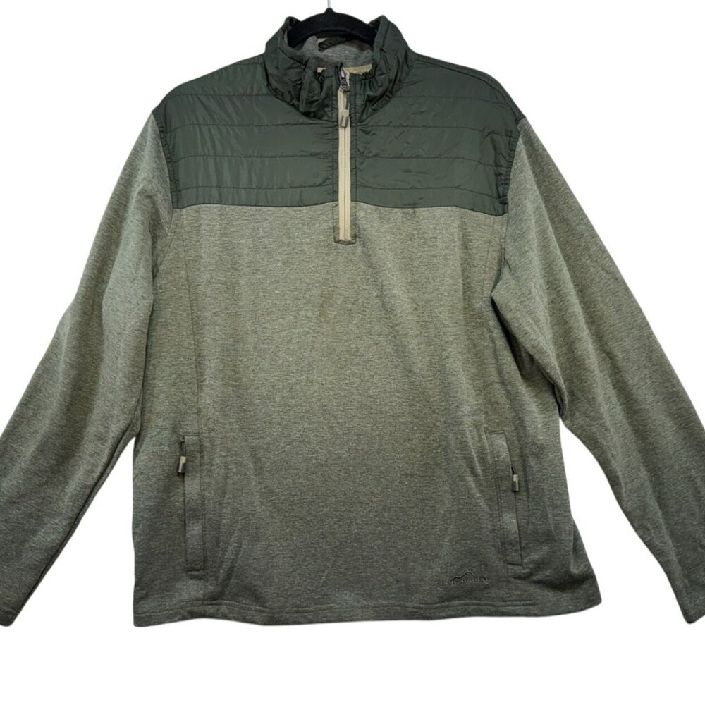 Eddie Bauer Mens Quarter-Zip Kit Pullover Large Green Outdoor